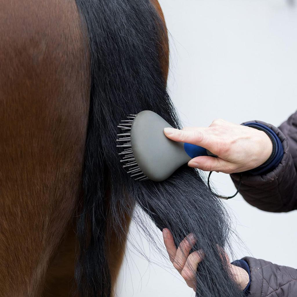 Horse Mane Tail Brush Round Shaped Soft Rubber Grip Needle Bristles Stable Cleaning Kit Horse Grooming Brush Horse Brush
