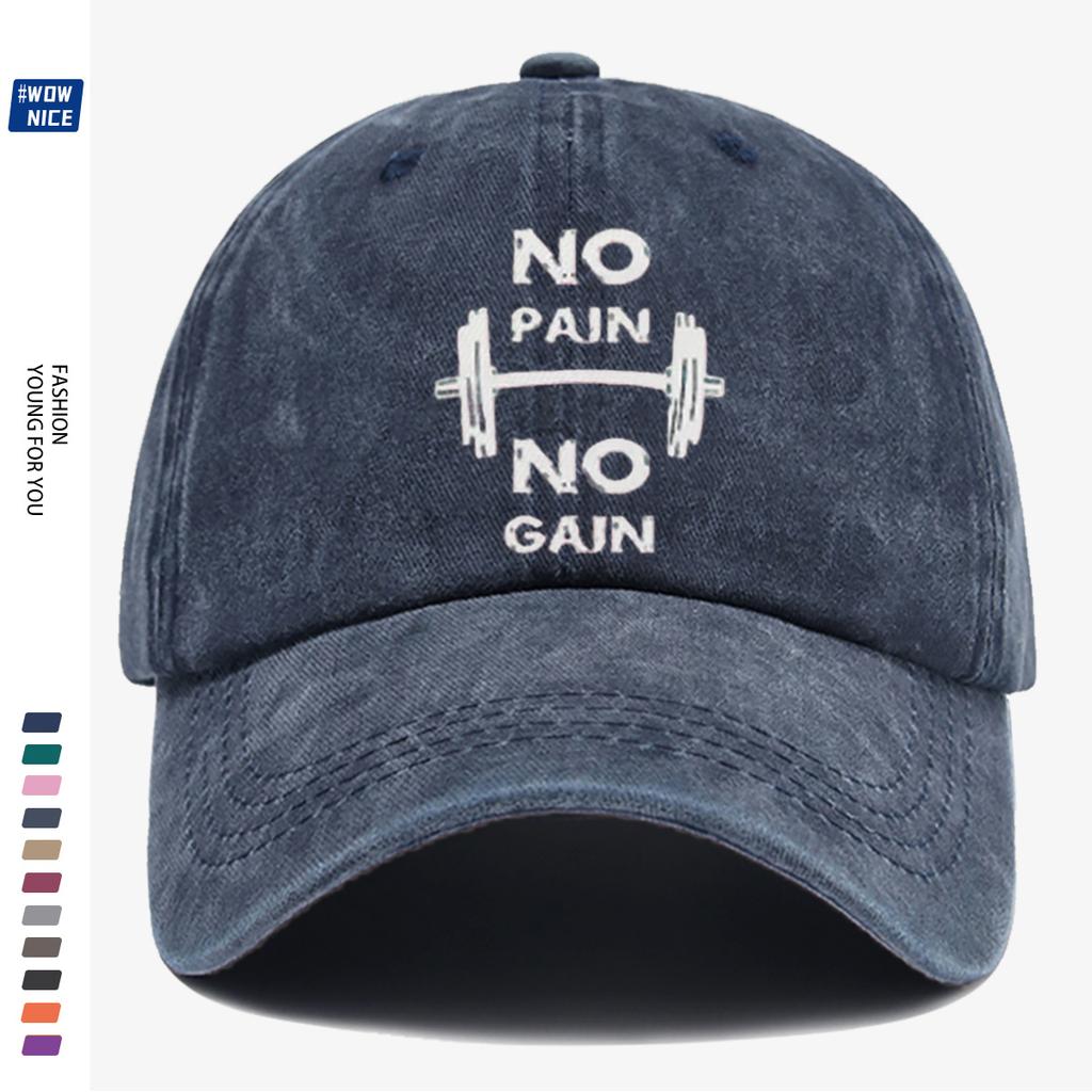 pc NO NO GAIN Dumbbell Print Baseball Cap Personalized Trendy Design Unisex Adjustable Fitness Enthusiast Training Cap Sp
