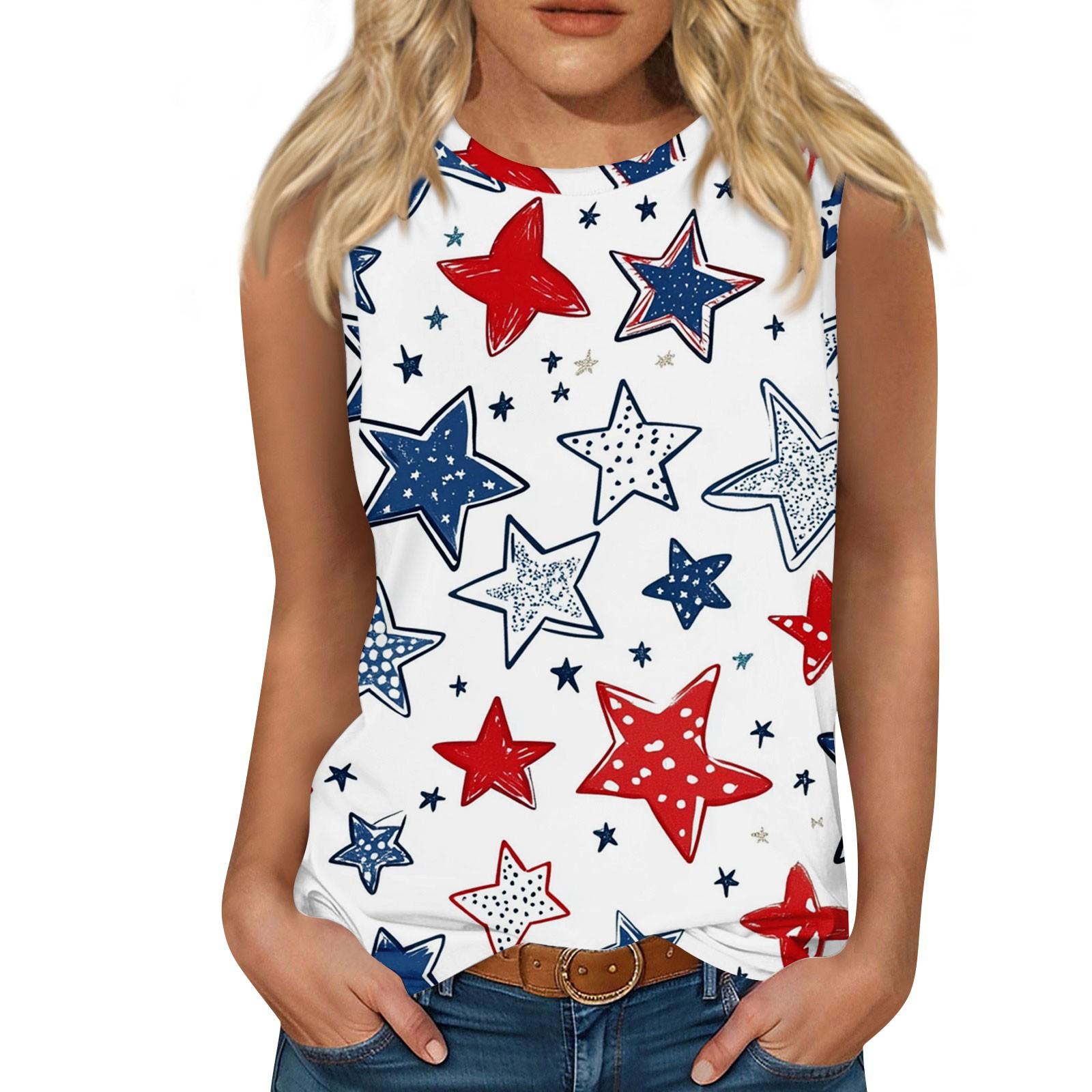 Women s Casual Round Neck Printed Sleeveless Vest Tops Vest XL белый