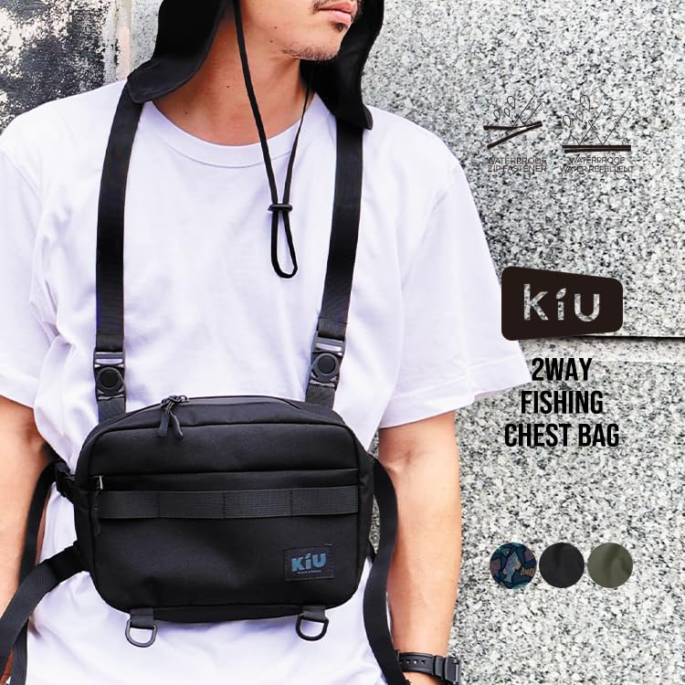 KiU 2-vägs Fiskebrystväska, Vattentät och Vattenavvisande, Unisex, Lämplig för Män och Kvinnor, Axelväska med Fickor, Vattentätt Blixtlås,
