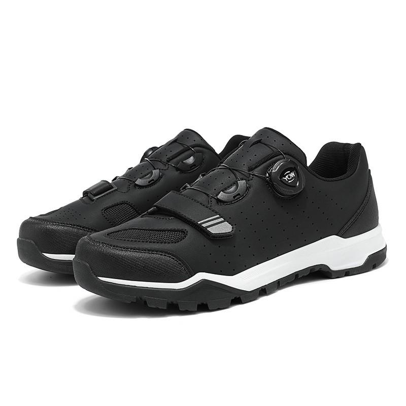 Mens Mountain Bike Cycling Shoes Low-Cut Leather Upper With Rotating Dial Lightweight Anti-Slip Sports