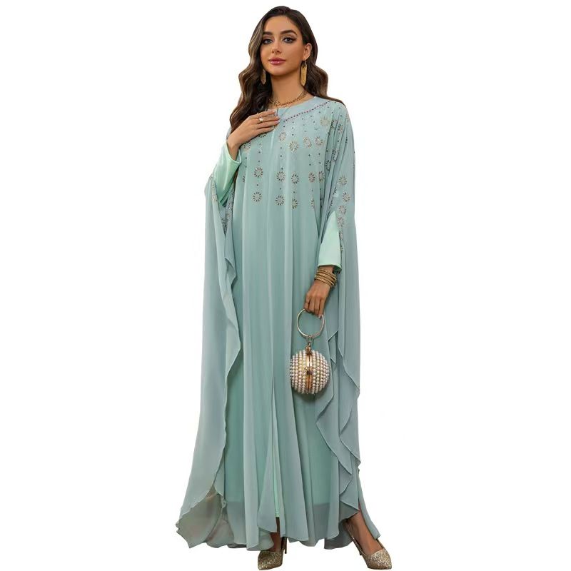 Middle East Fashion Hot Drilling Dress Two-Piece Diamond Studded Dress Two-Piece Set