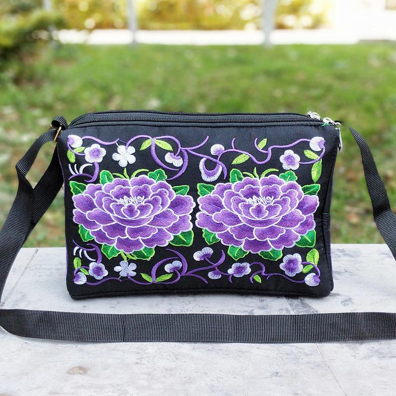 Ancient-Style Double-Sided Embroidered Canvas Crossbody Bag for Women