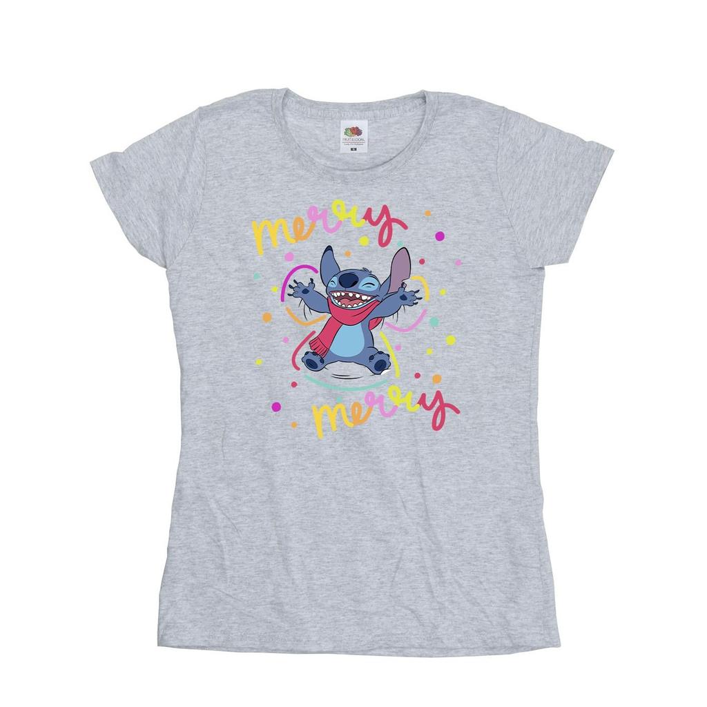 Disney Womens/Ladies Lilo & Stitch Merry Rainbow Cotton T-Shirt