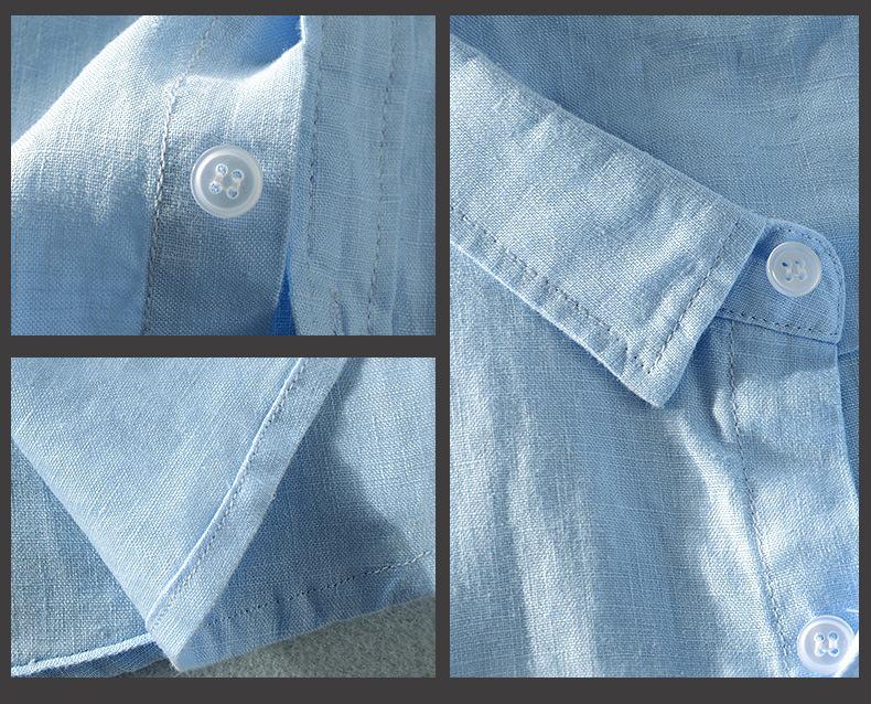 Men's White Cotton Linen Short-Sleeve Shirt - Casual Summer Wear