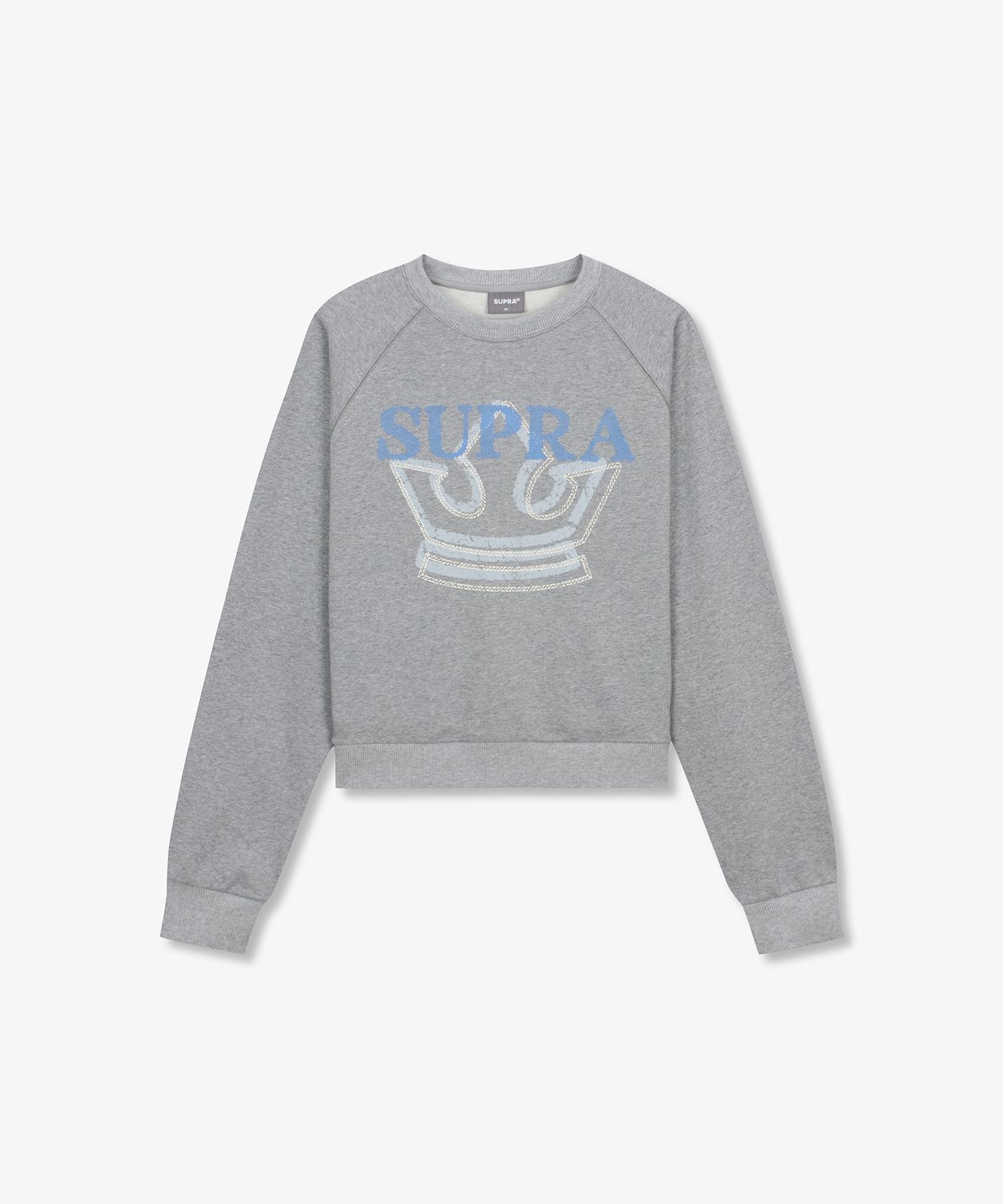 Женская укороченная толстовка Supra с принтом Crown (Серый) Bks/M