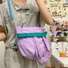Korean version niche handheld cloth bag student color matching drawstring bundle shoulder bag ins wind large capacity lightweight messenger bag