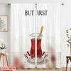 2pcs 2D flat printing Scene Curtain But First Tea Polyester Without Electricity Festive Curtains for Classroom Office