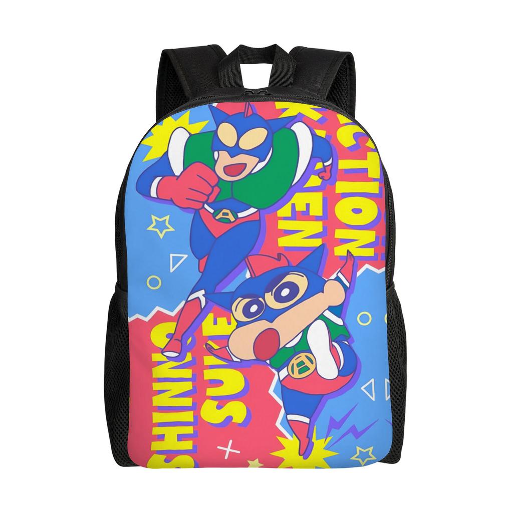 3D Print Crayons Shins Chans Backpacks for Girls Boys Cartoon College School Travel Bags Women Men Bookbag Fits 15 Inch Laptop