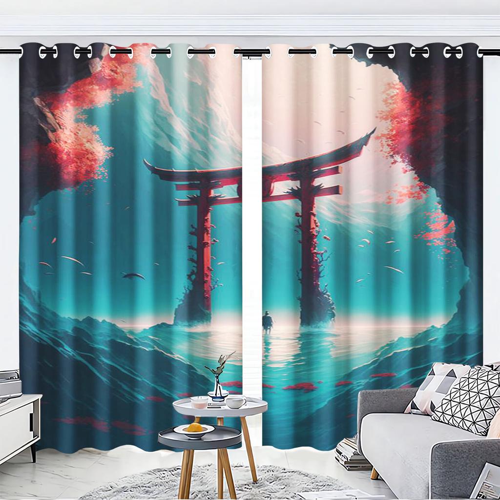 Landscape Cartoon Cute Fruit Print Home Style Decoration Polyester Window Children Bedroom Living Room Curtain Darkening Ideal For Sitting