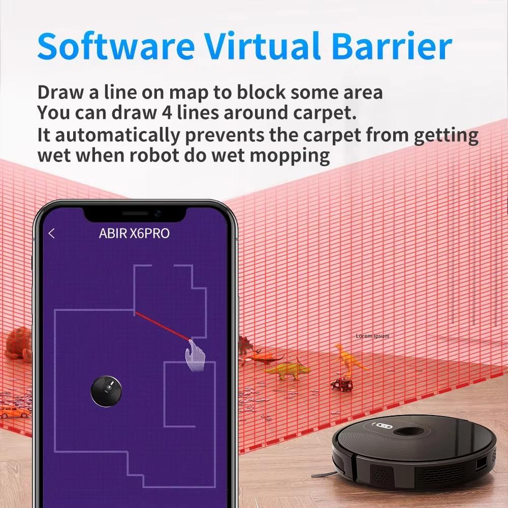 ABIR X6PRO Robot Vacuum Cleaner,Smart Eye System,APP Virtual Barrier,6000PA Suction,Smart Home Mop,Floor Carpet Cleaner