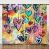 Curtains Full Screen Love Romantic 3D Digital Printing Blackout Curtain Punching