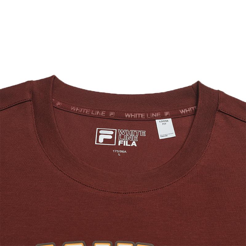 FILA Original Trendy Casual Sports T-Shirt Men tops Red Brown F61M629102FBN