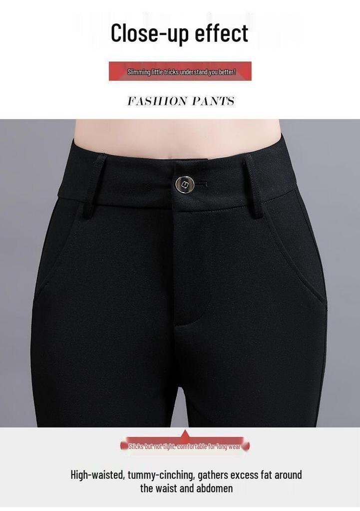 Women's High Waist Black Flared Trousers - Slimming Micro Flare Suit Pants for Spring & Autumn