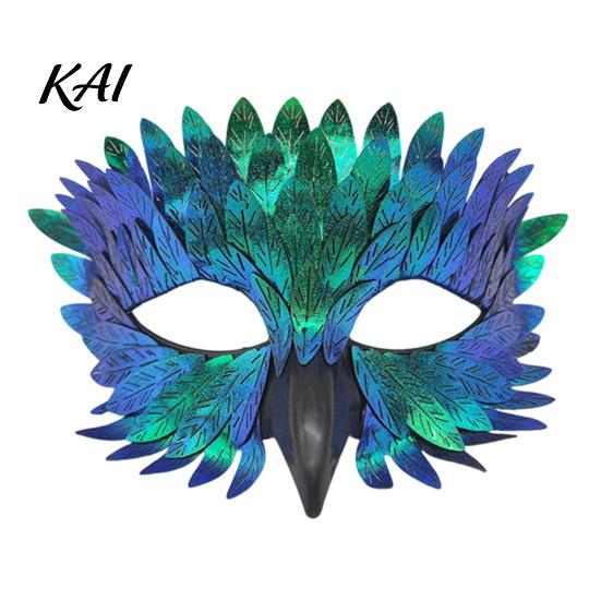Plastic Feather Masque Bird Masquerade Masque, Iridescent Half Face Lightweight with 3D Beak for Halloween Costume, Cosplay Party Fashionable