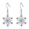 Ice Flower Earrings for Women Symmetrical Snowflakes Inlaid Diamond Earrings Temperament Japanese and Korean Simple Copper Inlaid Zircon Earrings
