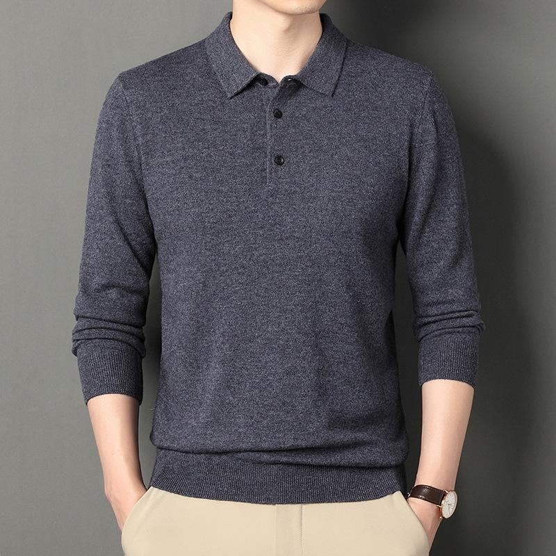 Autumn And Winter 100 Wool Men'S Casual Pure Wool Bottoming Shirt Middle-Aged And Young People Thickened Warm Wool Sweater