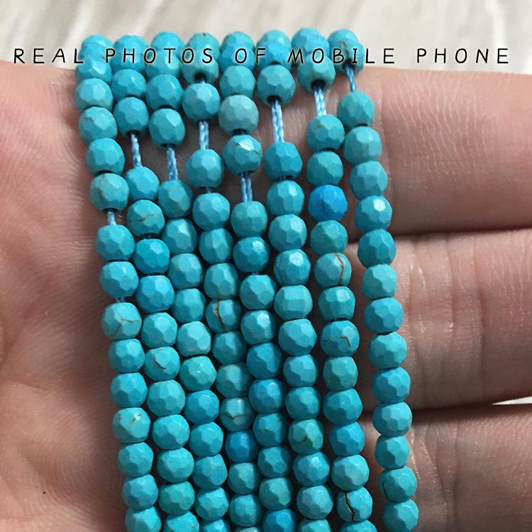 4mm Faceted Turquoise Natural Stone Beads for DIY Jewelry Making 4mm, ~90 beads per strand, ~11g per strand