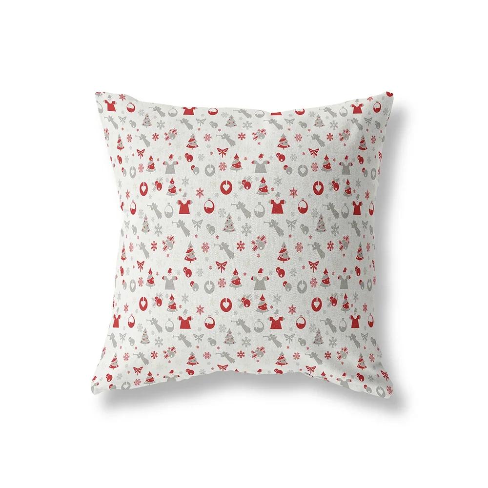 Navidad Funda de Almohada de Poliéster Estampada Simple Decoración del Hogar Funda de Cojín Dormitorio Sala de Estar Sofá Coche