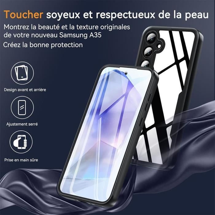 Case for Samsung Galaxy A35 5G - Full Protection - Soft TPU - Hard PC - Black