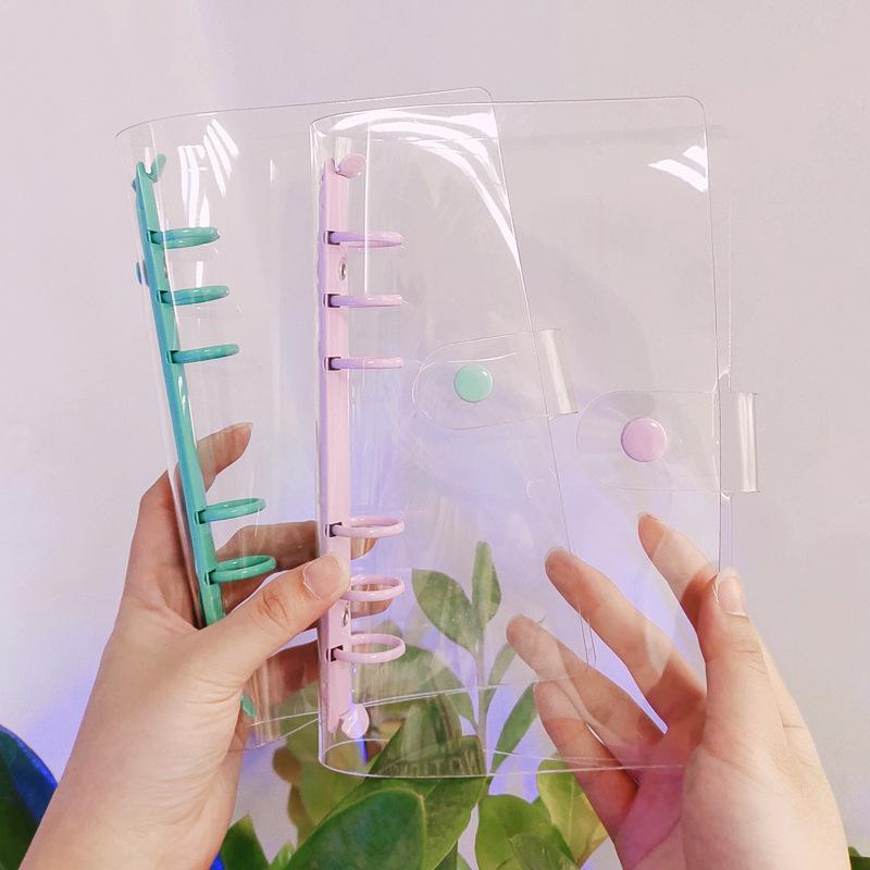 Japanese A5/A6 Transparent 6-Hole Binder Notebook with Snap Button Cover
