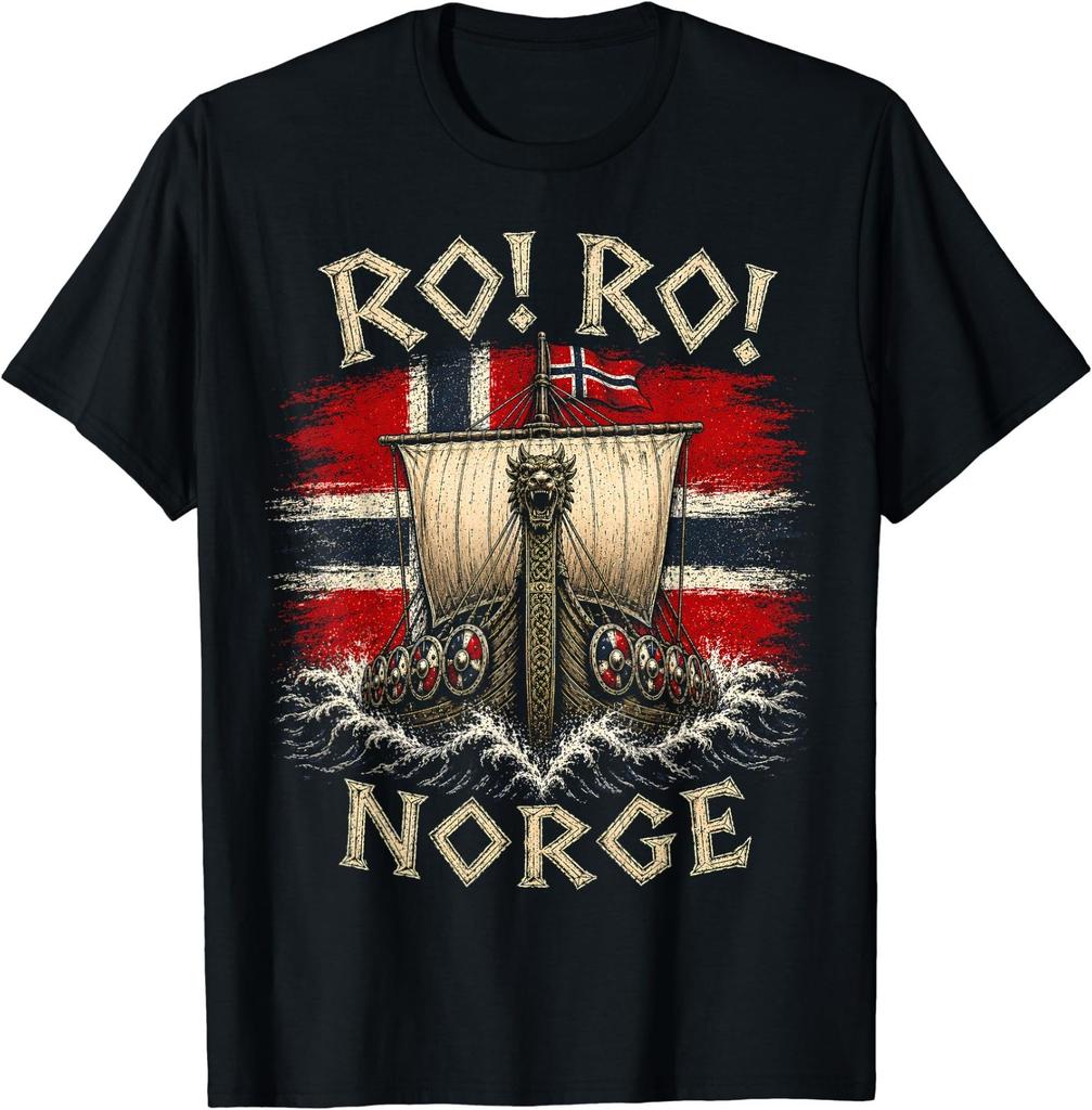 Ro! Ro! Norge Viking Longship Norway Flag Scandinavian T-Shirt