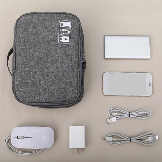 Bolsa de armazenamento de cabos Camada dupla Grande capacidade Gadget eletrônico portátil Organizador de viagem para casa