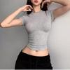 2025 Ny Högkvalitativ Casual T-shirt Sexig Slim Kortärmad Modetrend Enfärgad Damkläder y2k Toppar