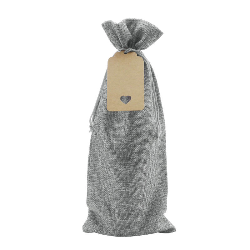 10 Pieces Burlap Wine Bags Jute Wine Bottle Bags with Drawstrings Reusable Gift Bags with Tags for Party Blind Tasting Birthday