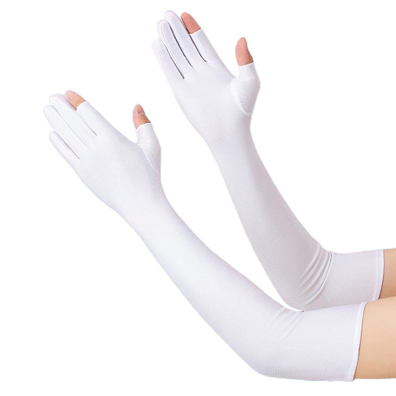 Ice Silk Sleeves Women Summer Sun Protection Men Fishing Cycling Breathable Two-Finger Non-Slip Gloves Mountaineering Gloves