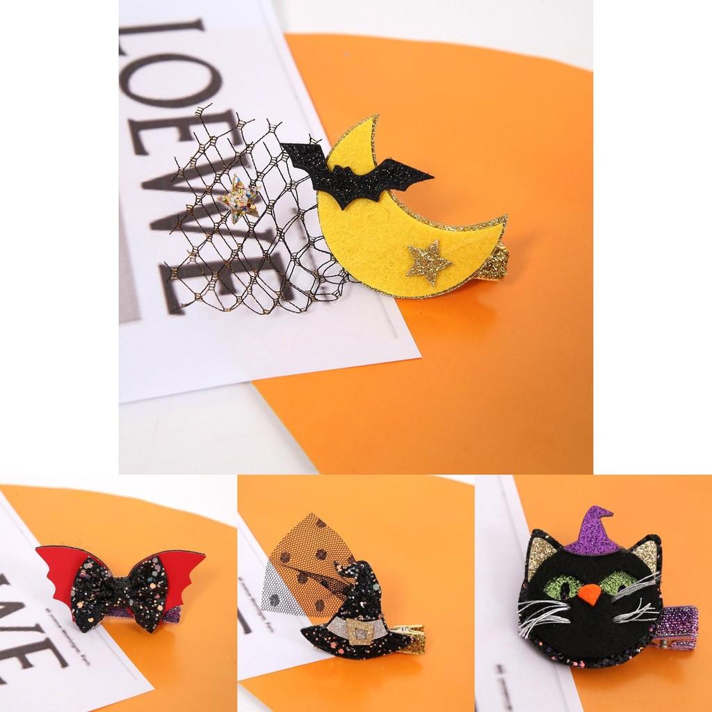 Halloween Themed Playful Hair Clips With Festive Pumpkin And Cat Designs For Fun Childrens