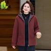 Stilvolle Damen Winterjacke mit Kapuze aus Kunstwolle für mittlere und ältere Menschen