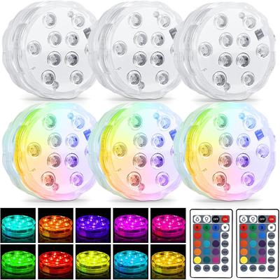 LED RGB Ponorné svetlo 16 farieb Podvodná lampa pre Jazierka Dekorácie Oslavy Základne váz Kúpele Akváriá