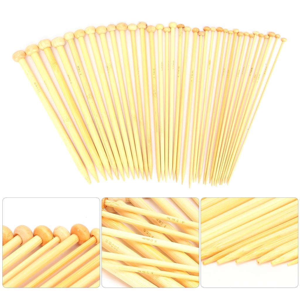 36pcs Knitting Needle Bleached Bamboo Single Tip Crochet for Sewing Clothes Shoes Gloves