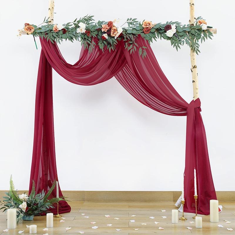 6/10M Chiffon Fabric Drapes for Wedding Arch Ceremony Reception Decorations Sheer Fabric Curtains for Party Stage Bridal Shower