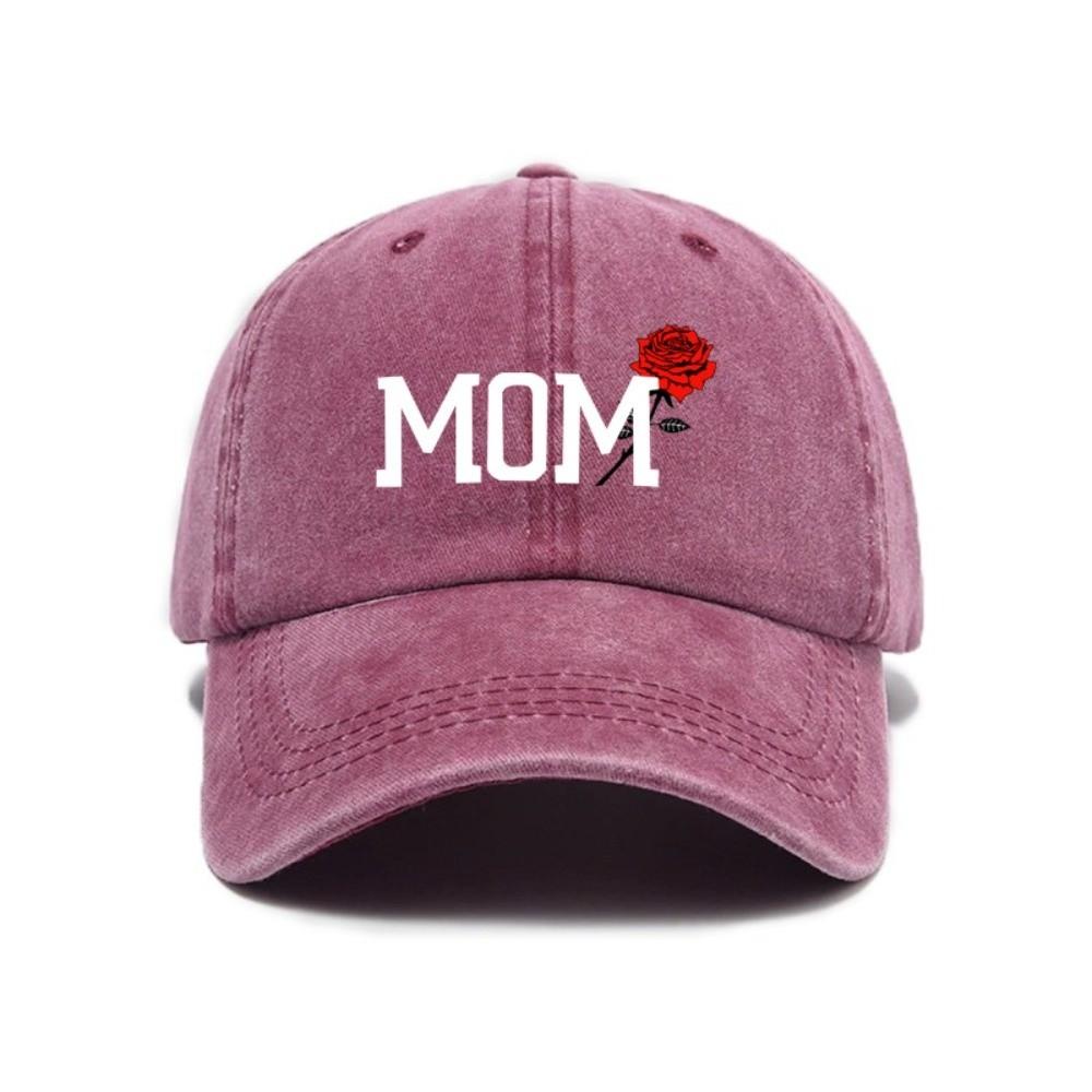 2pcs/set Classic Mom Dad Rose Printed Cap Washed Cotton Couple Cap Baseball Hats For Man Women