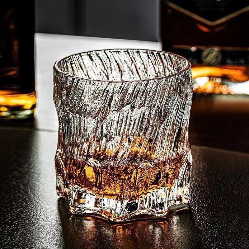 Black Ice Luxury Hammered Pattern Whiskey Glass - High Appearance Creative KTV Wine Glass