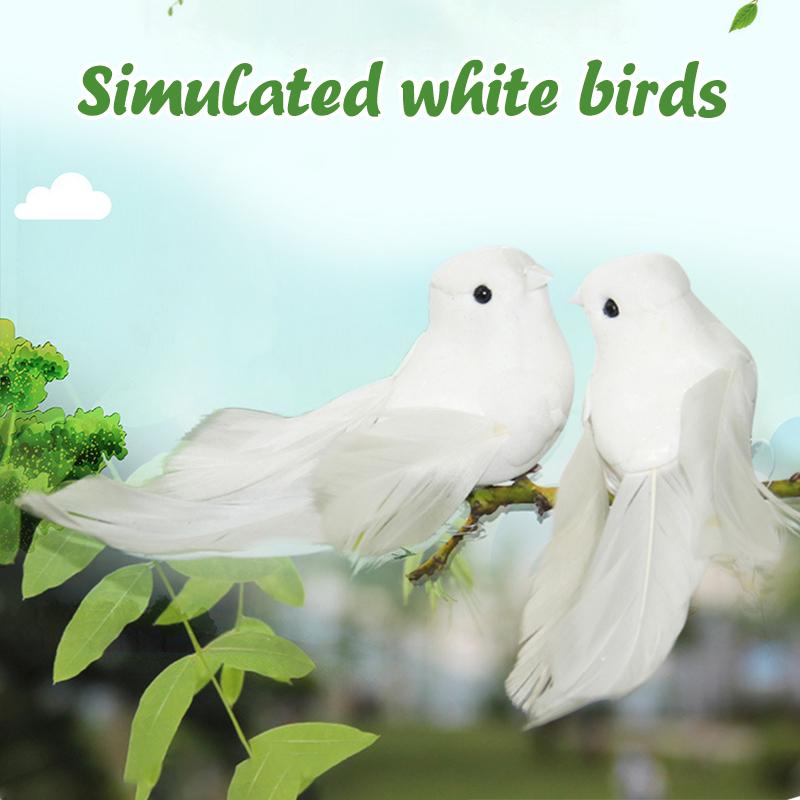1 ks Umělí ptáci Simulovaný malý ptáček, Bílý ptáček, Opeřený ptáček, Malá bílá holubice Dekorace