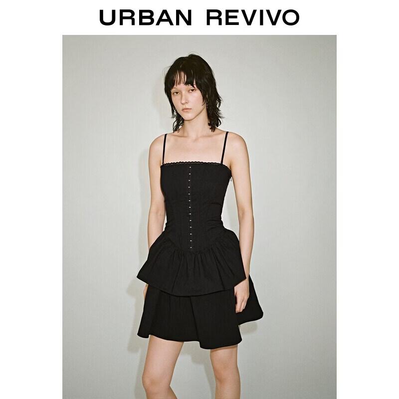 UR2026 Women s Trendy Lace Layered Mini Dress XS