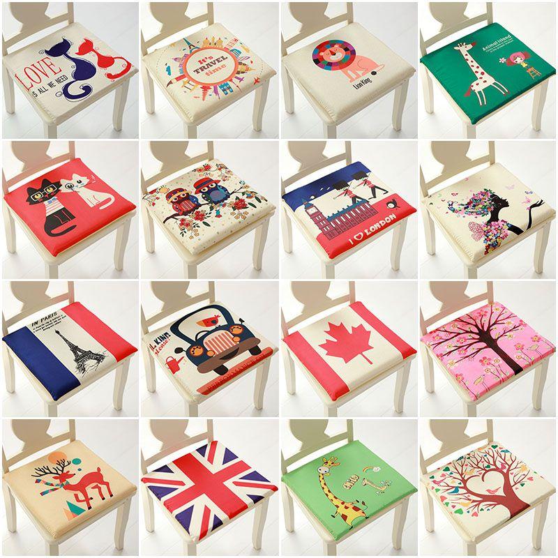 Cartoon-Muster Memory-Schaum Quadratische Stuhlkissen mit abnehmbarem waschbarem Bezug