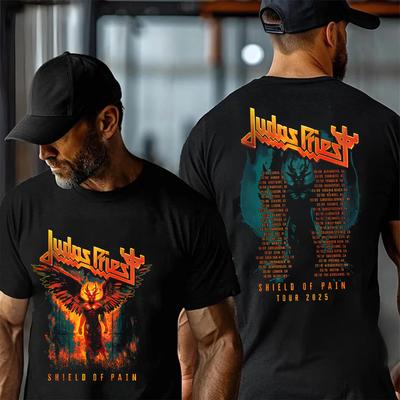 Judas Priest Shield of Pain Tour 2025 Φτερωτός Δαίμονας Δίπλευρο Unisex T-Shirt Υψηλής Ποιότητας Πολυτελές Είναι και για Άνδρες και για Γυναίκες Κορυφή Y2k