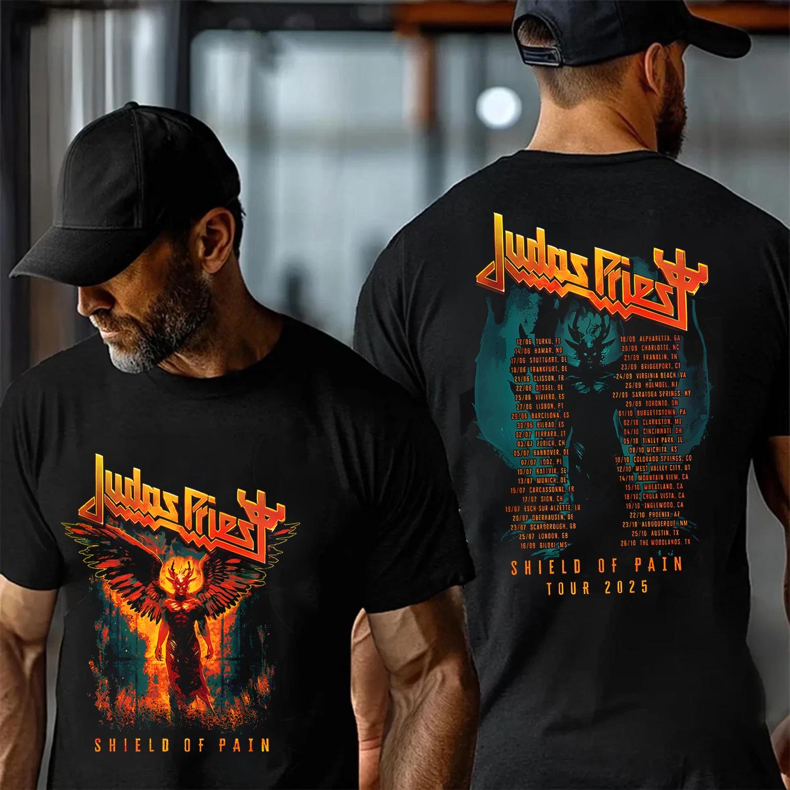 Judas Priest Щит Боли Тур 2025 Крылатый Демон Двусторонний Унисекс Футболка Высококлассная Роскошь Для Мужчин и Женщин Топ Y2k M