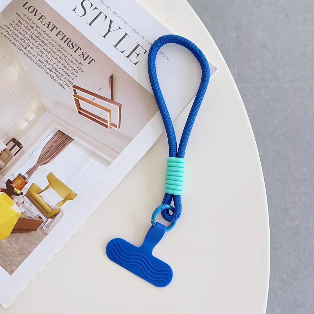 Universal Braided Short Mobile Phone Lanyard Strap Hanging Chain Ring Silicone Cord with Patch Wrist Strap Cell Phone Detachable