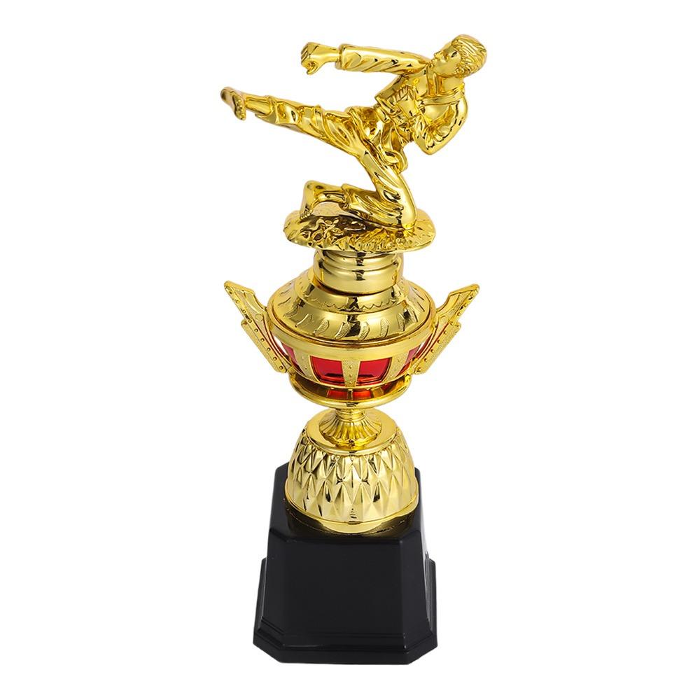 

Plastic Model Gold Trophy Awards Martial Arts Winner Award Trophy Toy School Rewarding Supply 25cm