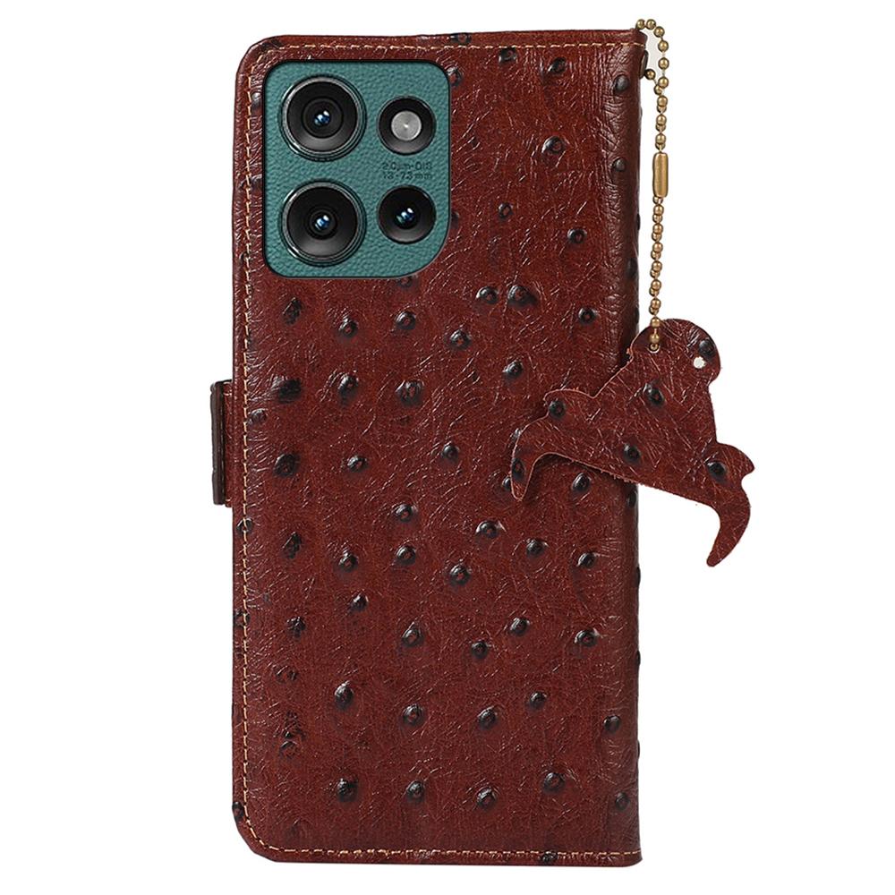 For Motorola Edge 50 Neo 5G/Moto S50 5G/Thinkphone 25 5G Case RFID Blocking Genuine Cow Leather Phone Case Ostrich Texture