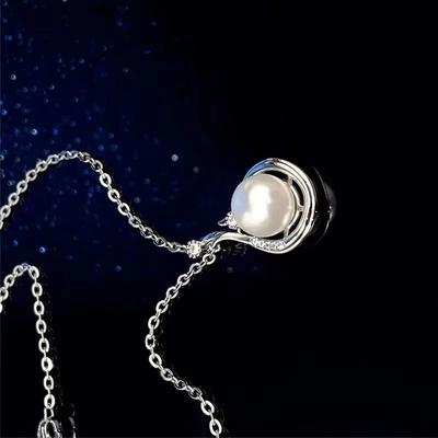 Simple Women'S Necklace Baroque Copper Pendant Faux Pearl Geometric Design Color Preserving Clavicle Chain Jewelry