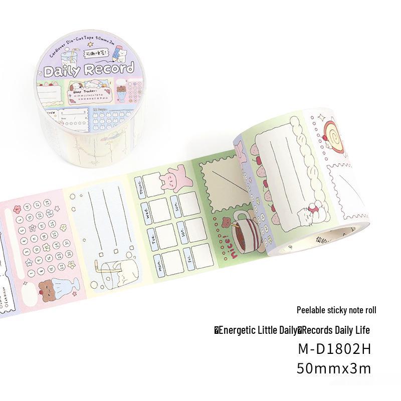 Letters Lover Tearable Sticky Note Roll - Energetic Daily Series Cartoon Cute Journal Border Stickers