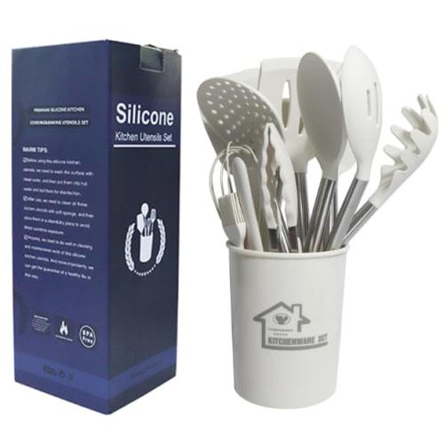 

15-Piece Silicone Cookware Set, Nonstick Kitchen Utensils, Heat-Resistant Cookware, Silicone Kitchen Tools, Gift with Stainless Steel Handles, Black (