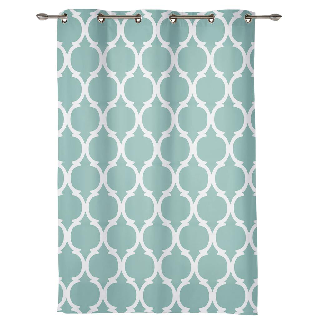 Teal Turquoise Morocco Geometry Curtains for Bedroom Living Room Drapes Kitchen Children's Room Window Curtain Modern Home Decor