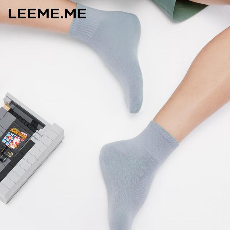 Limi [Deodorant ] Men's Autumn Winter Odor-Resistant Mid-Calf Ribbed Short Socks 4 Black